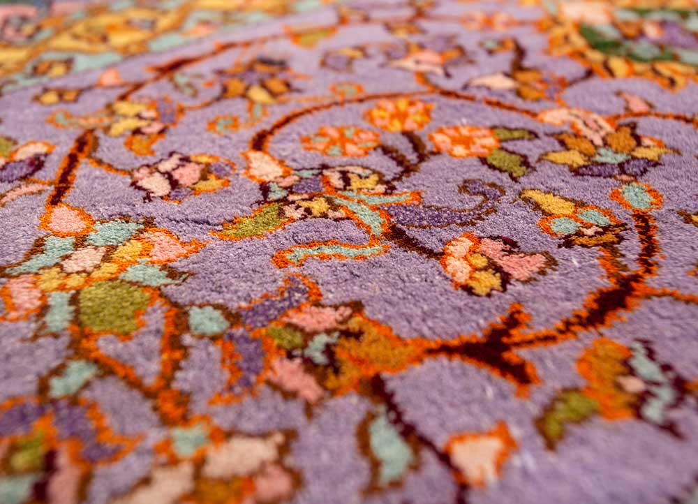 gulmarg blue silk hand knotted Rug - CloseUp