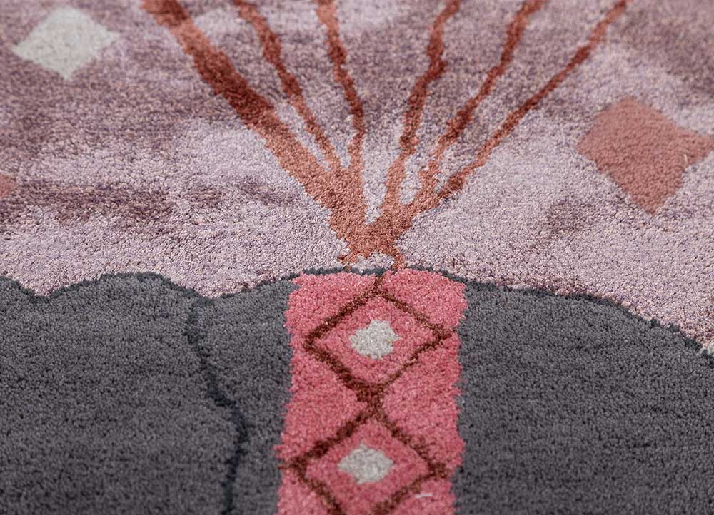 confetti pink and purple wool and viscose hand tufted Rug - CloseUp