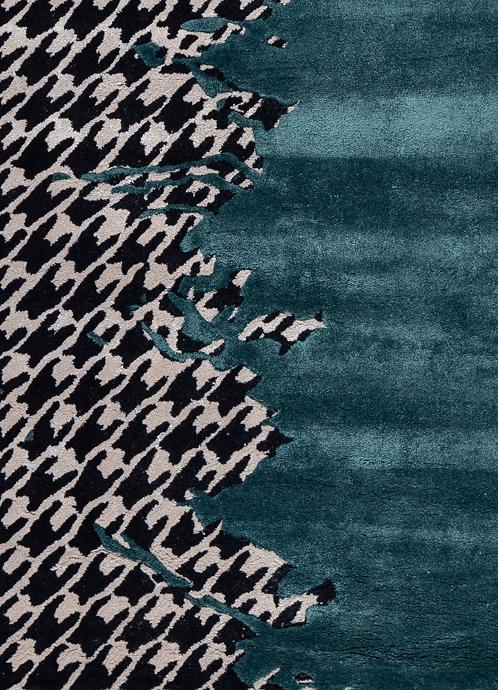 adrift blue wool and viscose hand tufted Rug - CloseUp