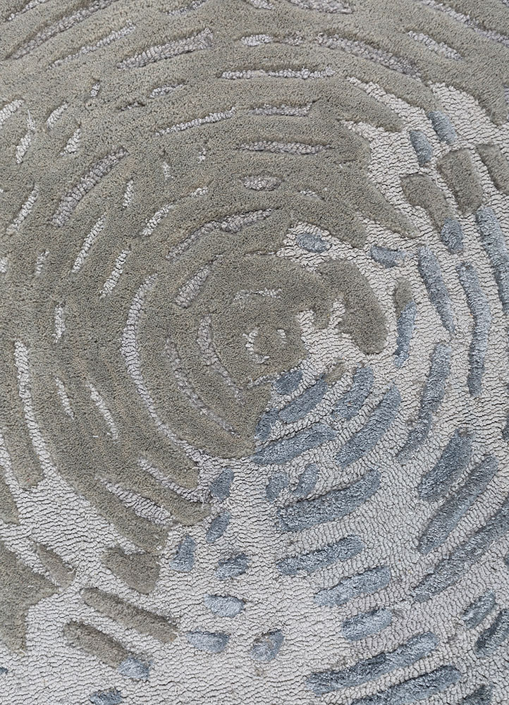 white noise blue wool and viscose hand tufted Rug - CloseUp