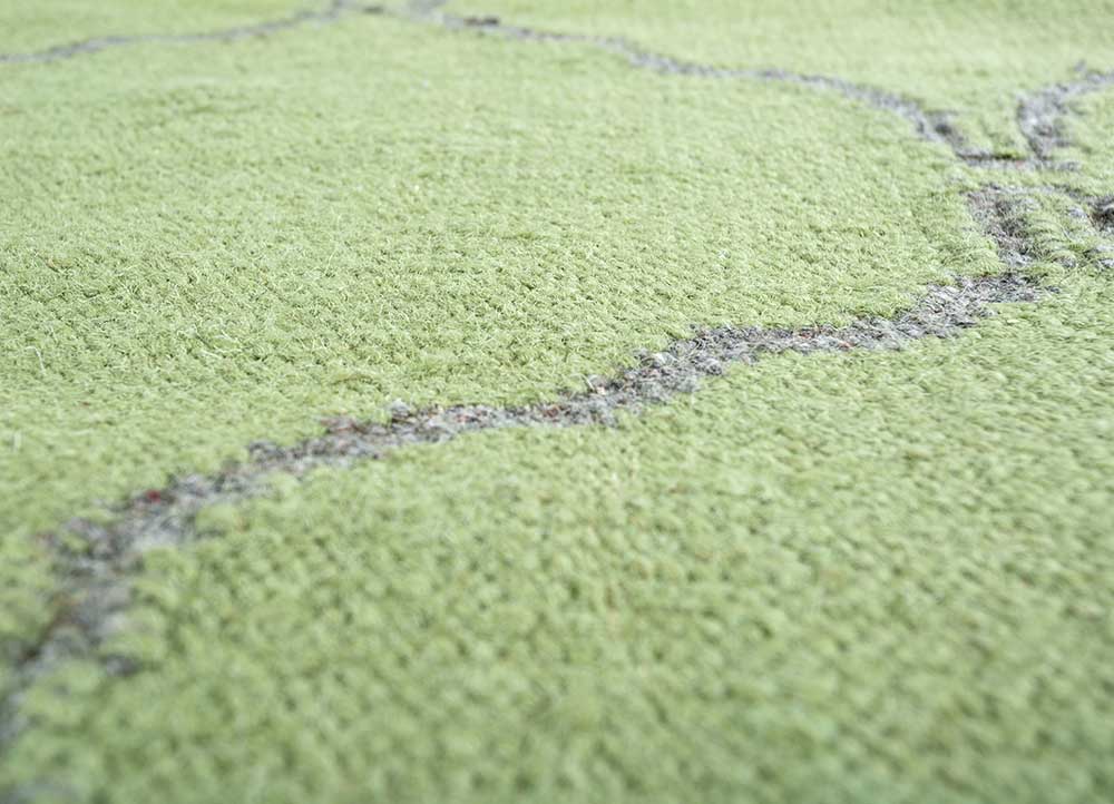indusbar green wool and viscose flat weaves Rug - CloseUp