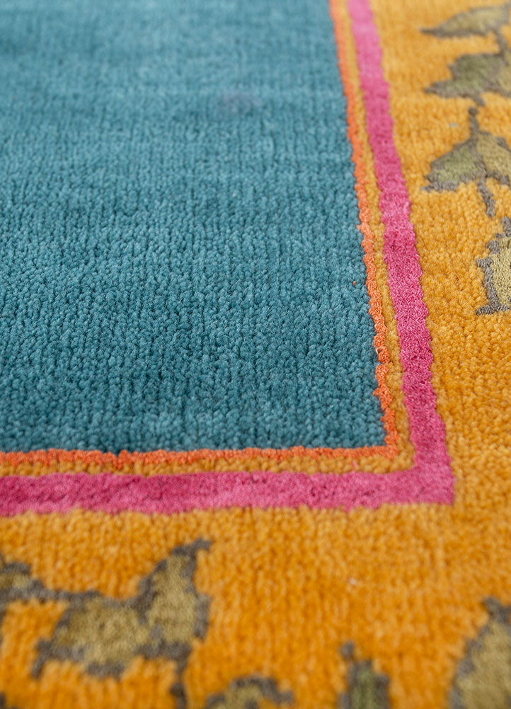 majnun blue wool and silk hand knotted Rug - CloseUp