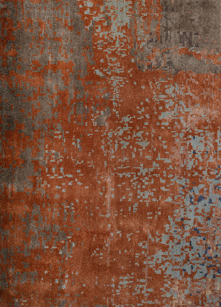 aprezo blue wool and bamboo silk hand knotted Rug - CloseUp