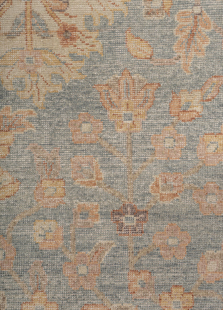 erbe blue wool hand knotted Rug - CloseUp