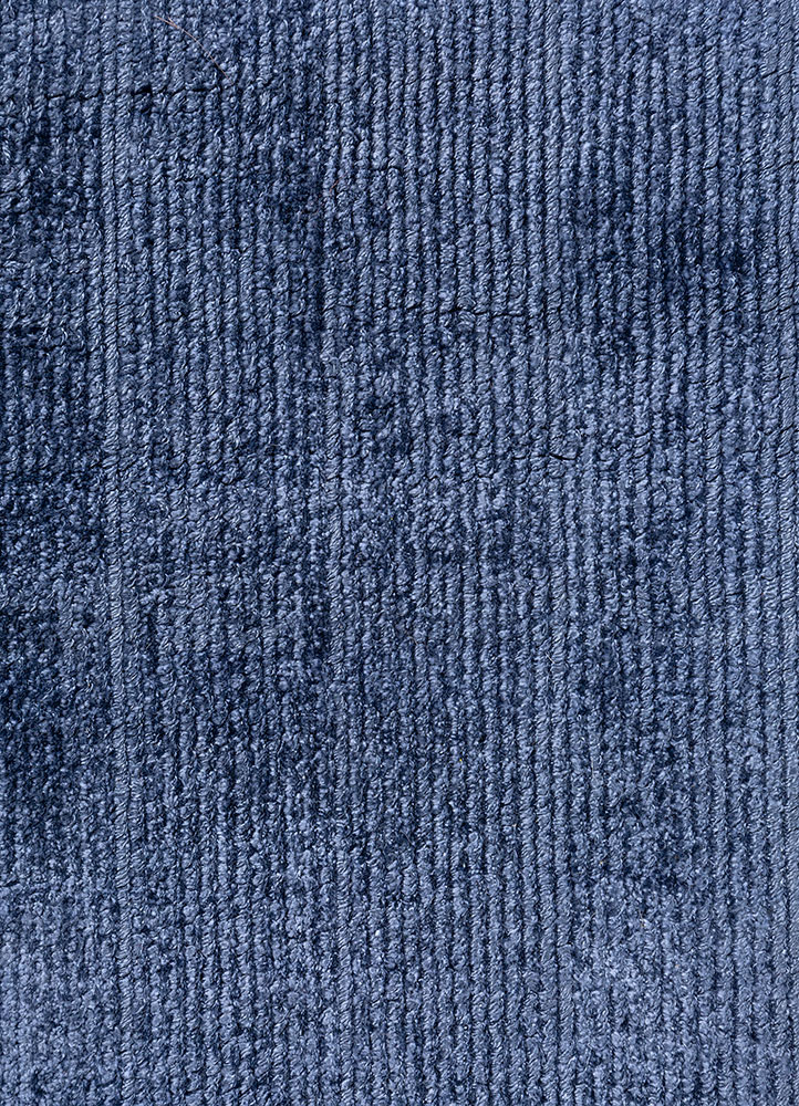 basis blue bamboo silk hand loom Rug - CloseUp
