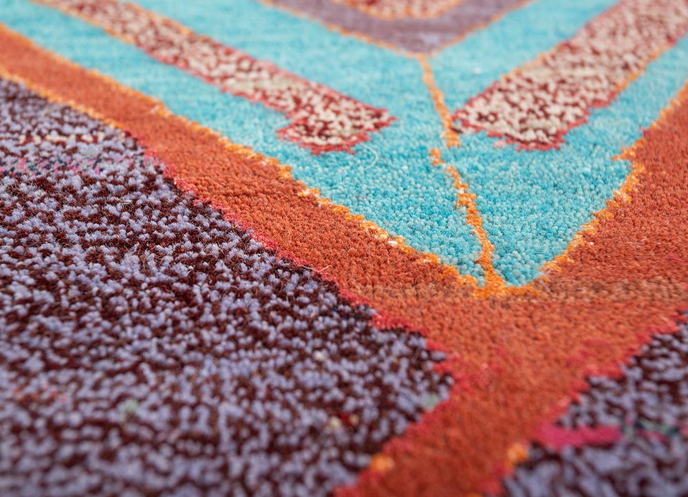 manchaha beige and brown wool and bamboo silk hand knotted Rug - CloseUp
