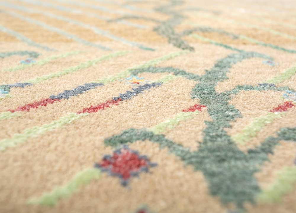 manchaha beige and brown wool and bamboo silk hand knotted Rug - CloseUp