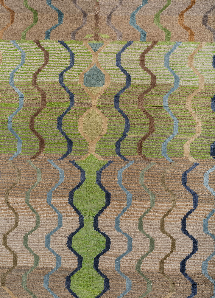manchaha ivory wool and bamboo silk hand knotted Rug - CloseUp