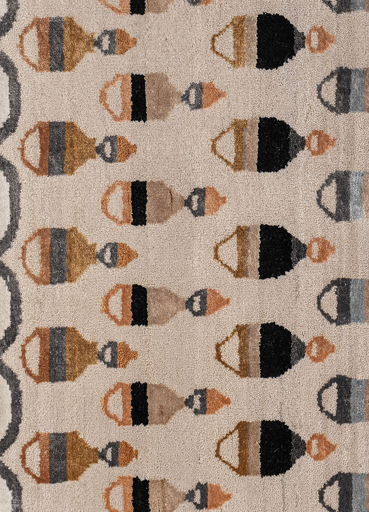 manchaha ivory wool and bamboo silk hand knotted Rug - CloseUp