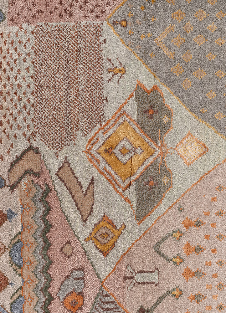 manchaha ivory wool and bamboo silk hand knotted Rug - CloseUp
