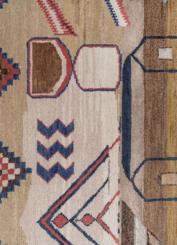 manchaha ivory wool and bamboo silk hand knotted Rug - CloseUp