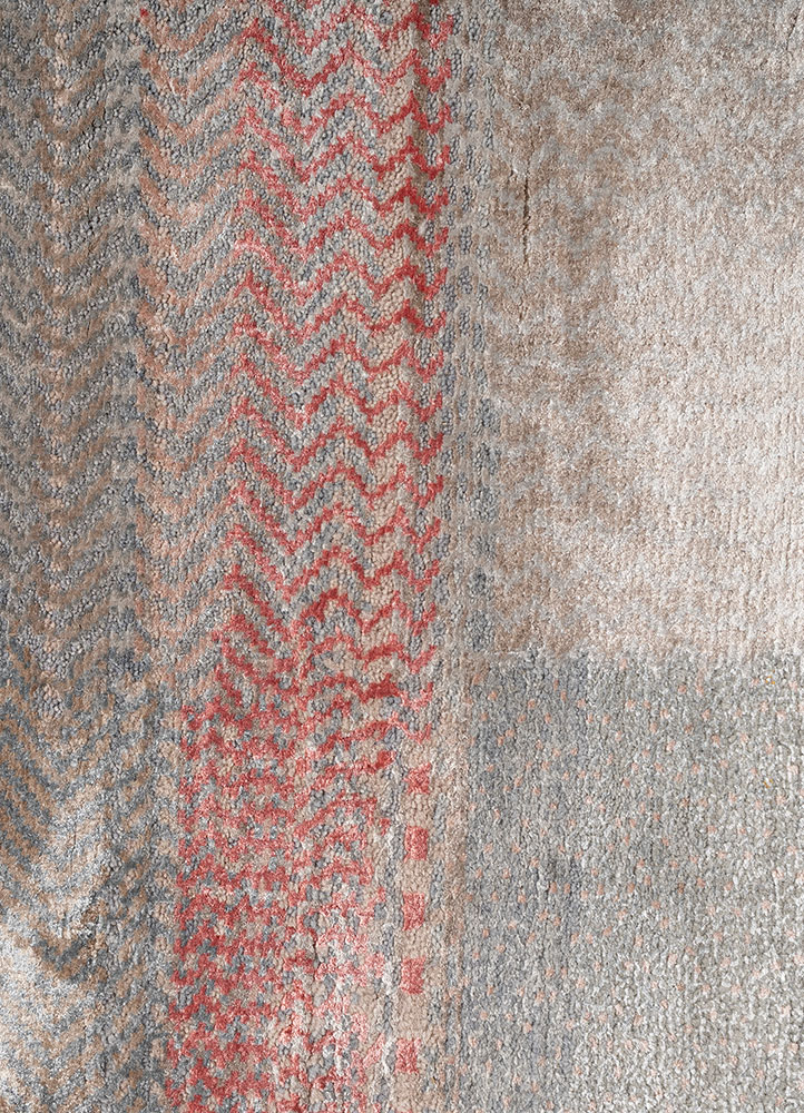 manchaha blue wool and bamboo silk hand knotted Rug - CloseUp