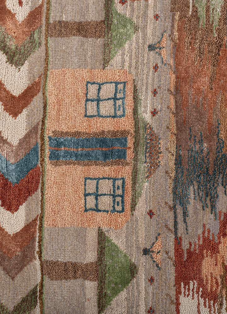 freedom manchaha ivory wool and bamboo silk hand knotted Rug - CloseUp