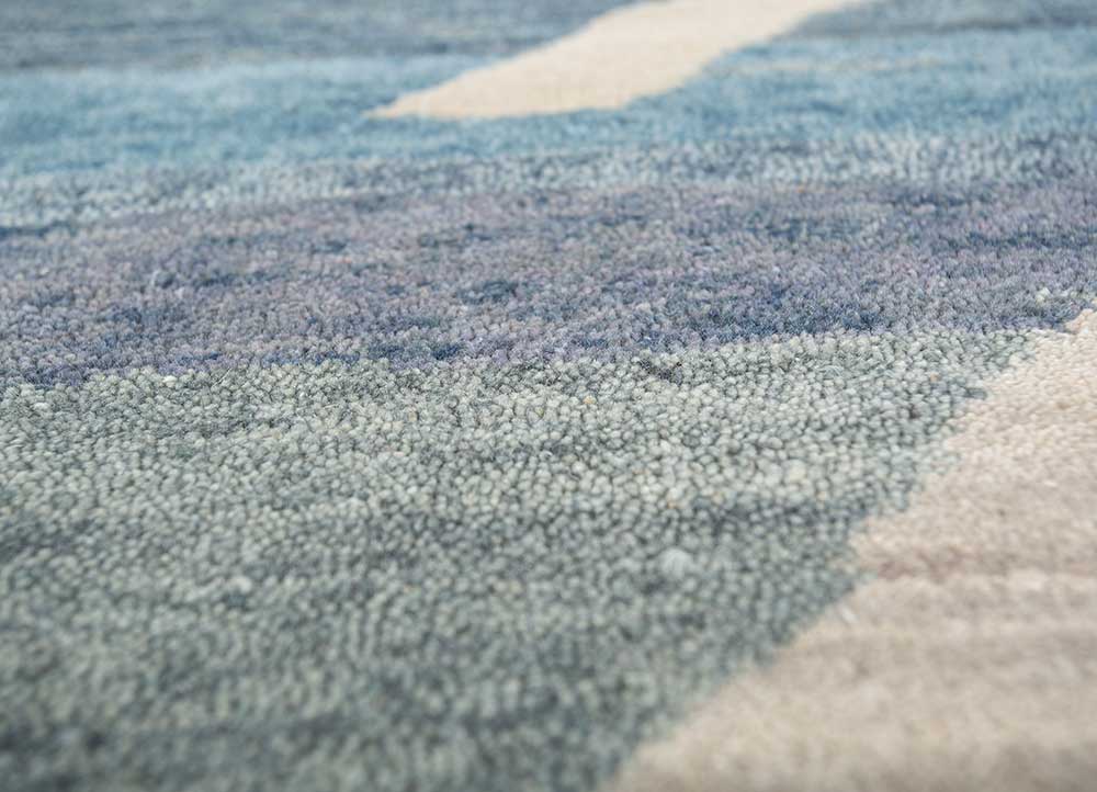freedom manchaha blue wool and silk hand knotted Rug - CloseUp