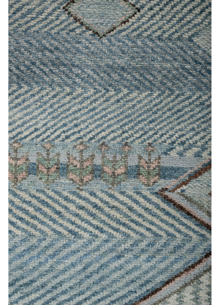 manchaha blue wool hand knotted Rug - CloseUp