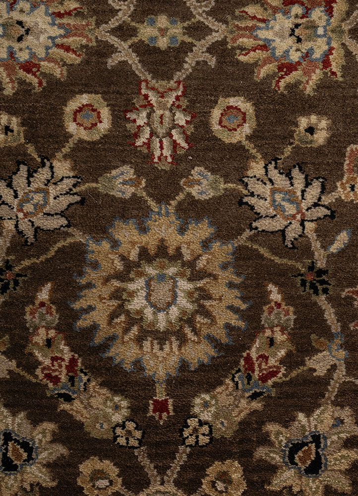 gulnar beige and brown wool hand knotted Rug - CloseUp