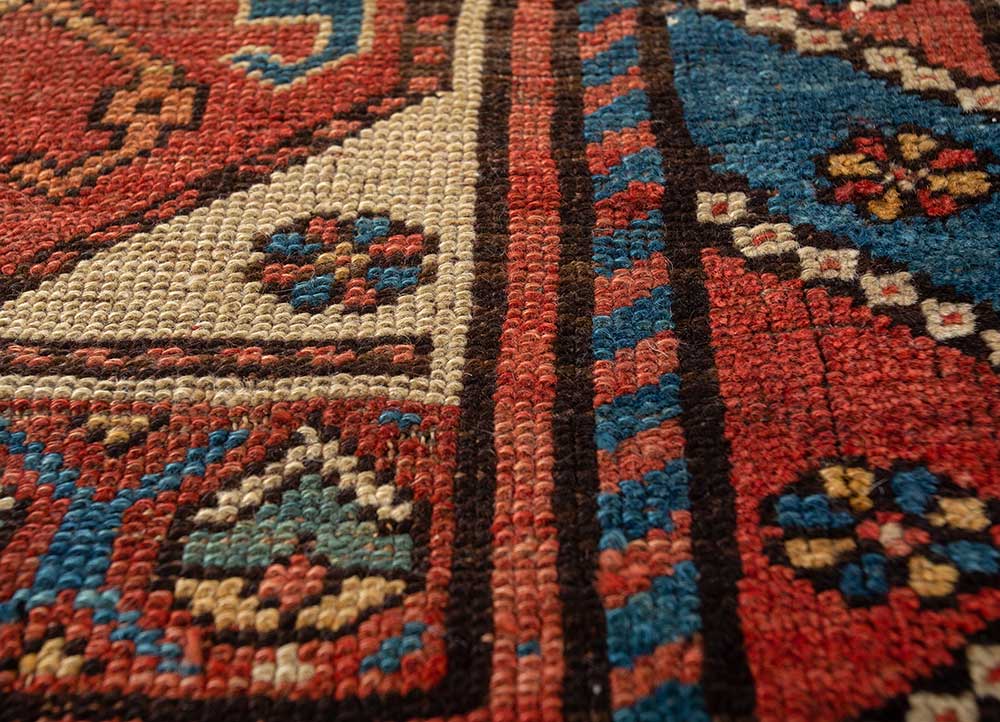 kiaan red and orange wool hand knotted Rug - CloseUp