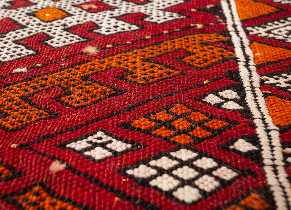 kiaan red and orange wool hand knotted Rug - CloseUp