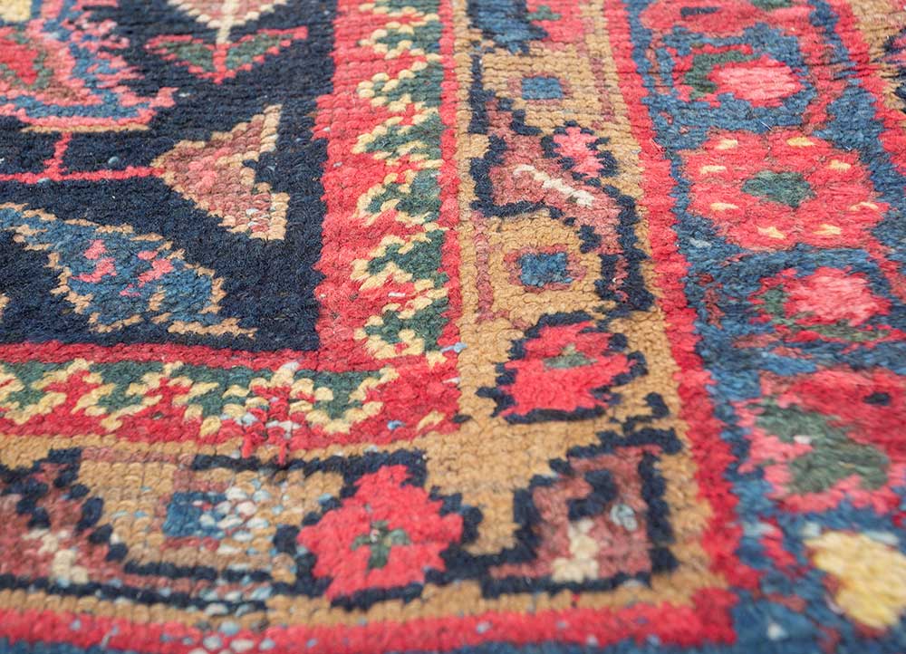 aalam blue wool hand knotted Rug - CloseUp