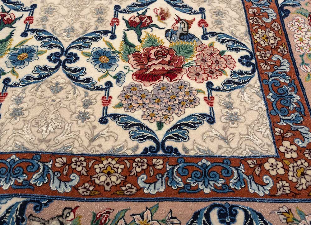 aalam blue wool hand knotted Rug - CloseUp