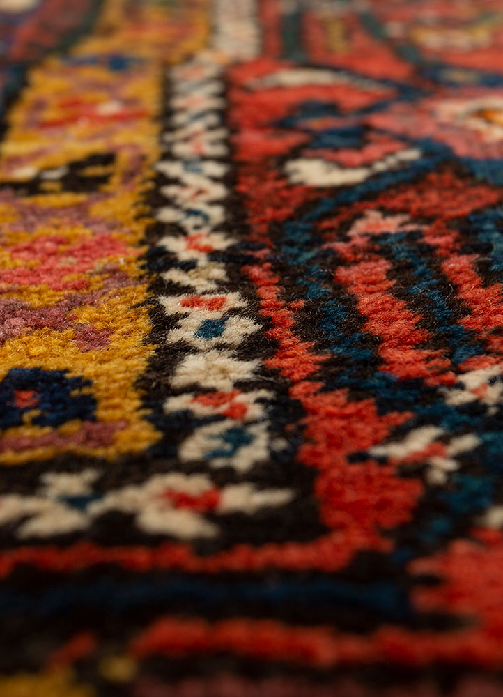 aalam blue wool hand knotted Rug - CloseUp