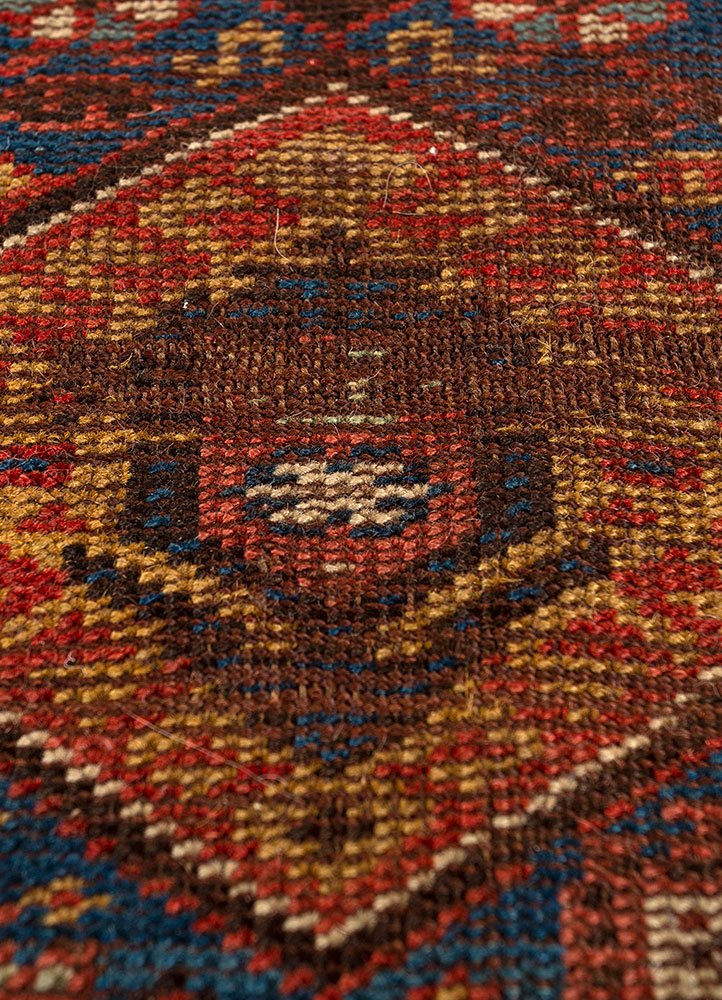 aalam blue wool hand knotted Rug - CloseUp