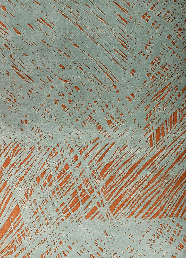 free verse by kavi green wool and silk hand knotted Rug - CloseUp