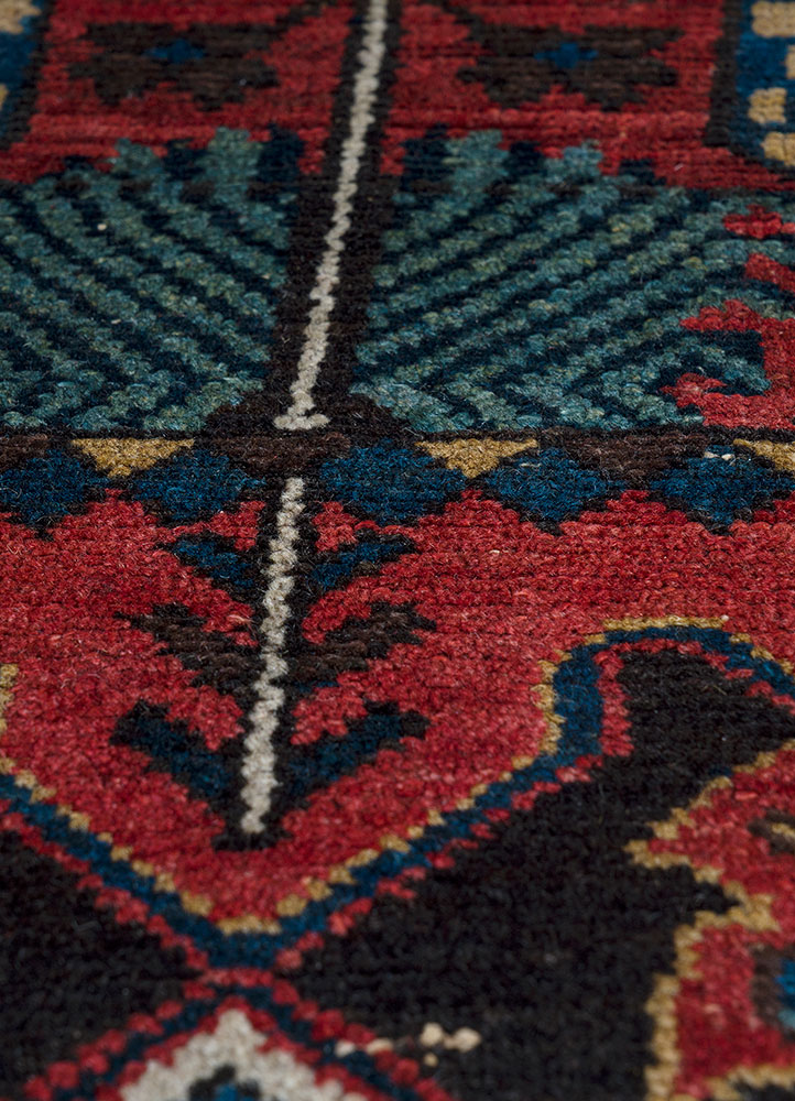 aalam blue wool hand knotted Rug - CloseUp
