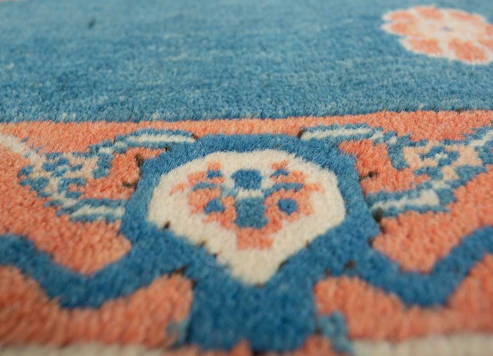 nuray blue wool hand knotted Rug - CloseUp