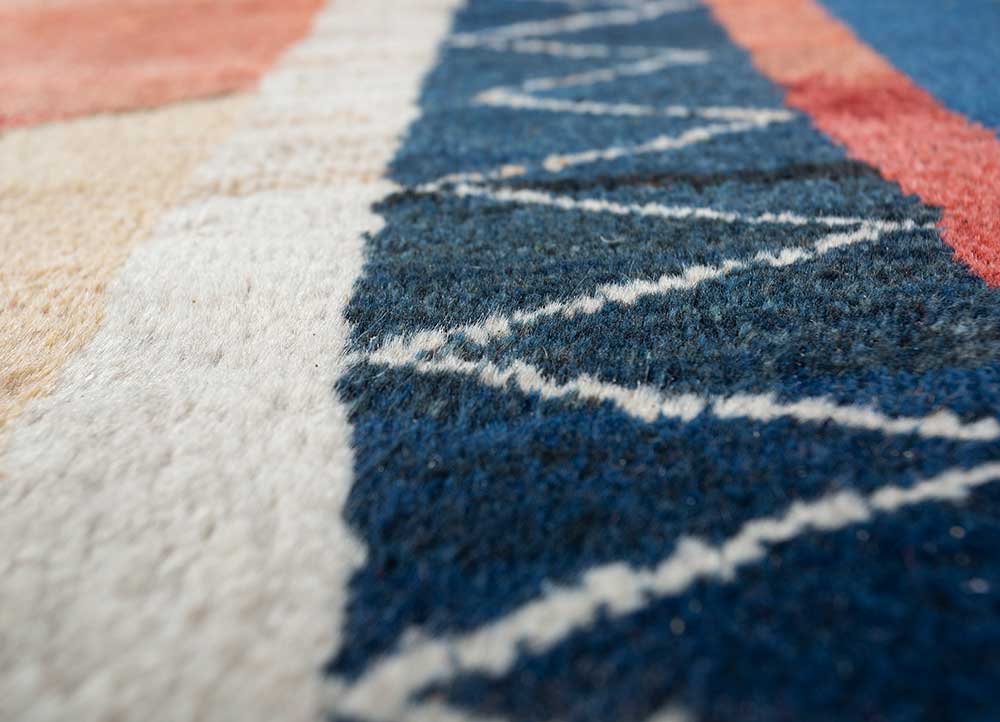 nuray red and orange wool hand knotted Rug - CloseUp