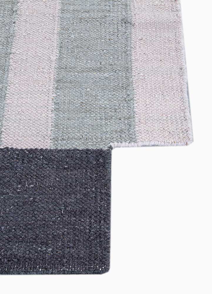 daaira blue wool flat weaves Rug - Corner