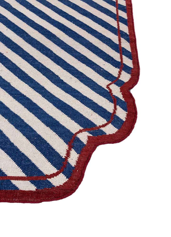 alhambra blue wool flat weaves Rug - Corner
