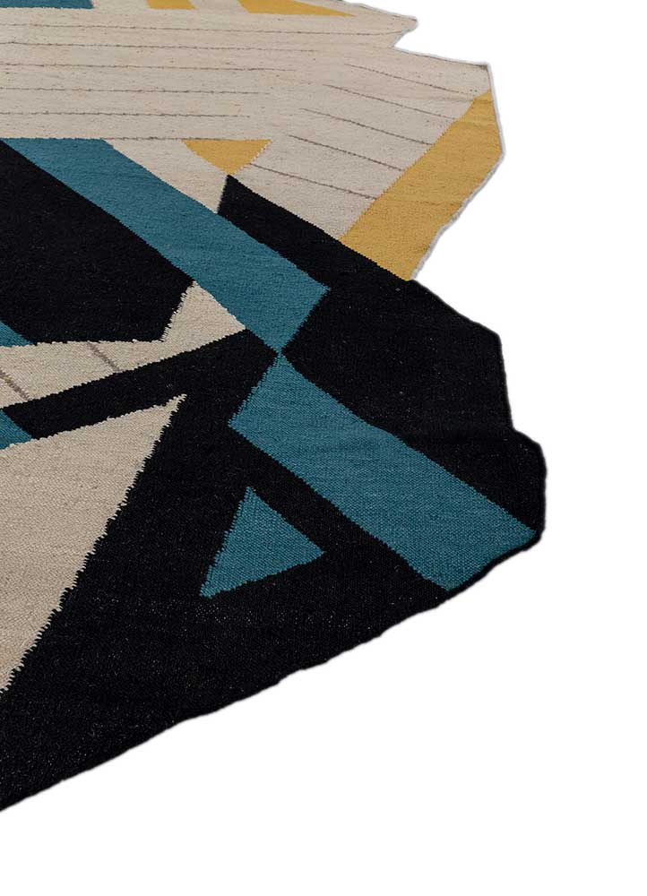 checkers gold wool flat weaves Rug - Corner