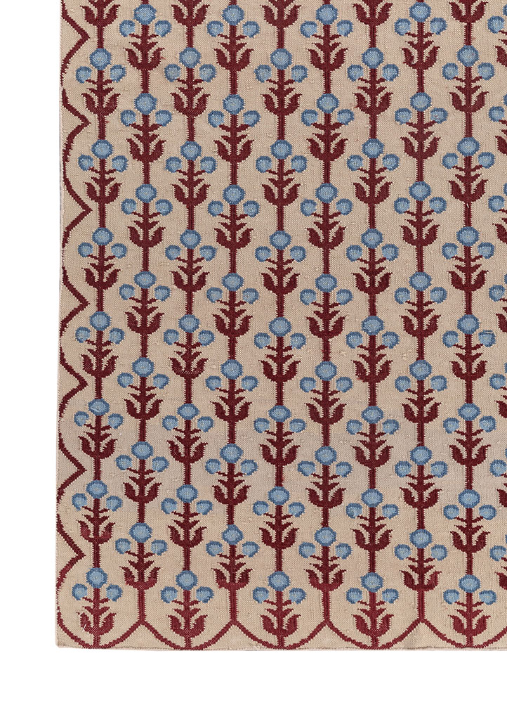 alhambra ivory wool flat weaves Rug - Corner