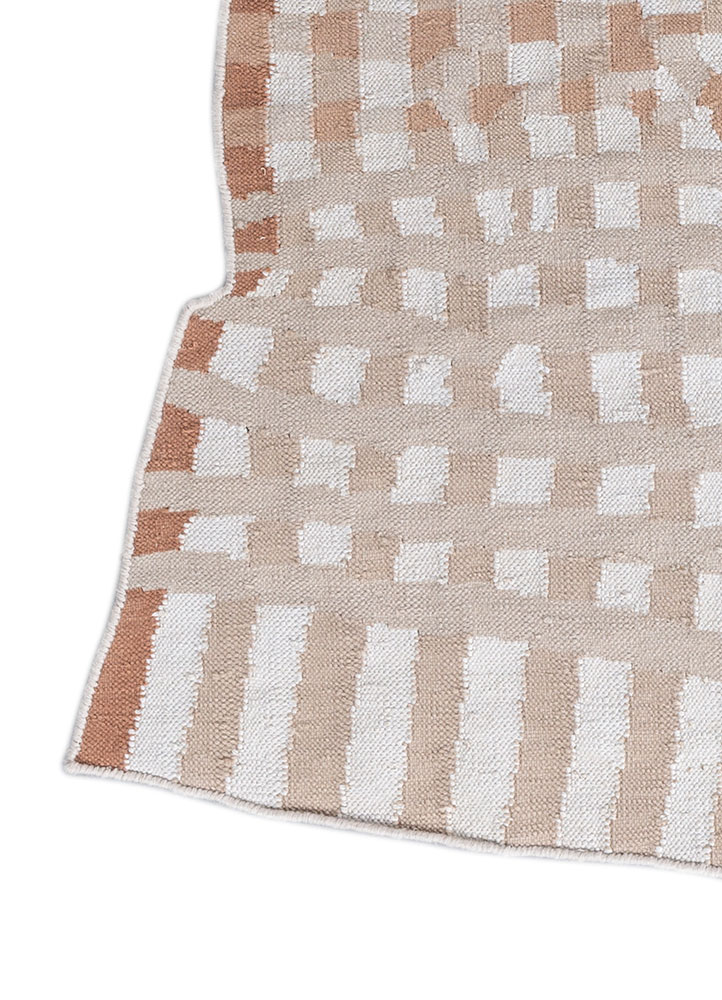 checkers ivory wool flat weaves Rug - Corner