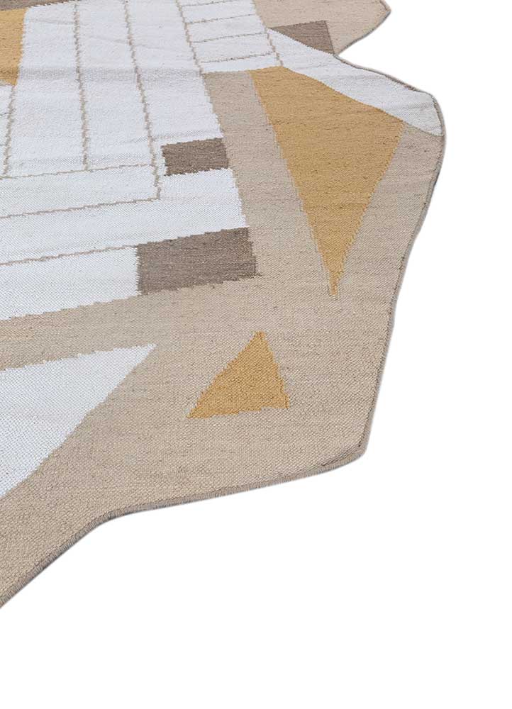 checkers ivory polyester flat weaves Rug - Corner