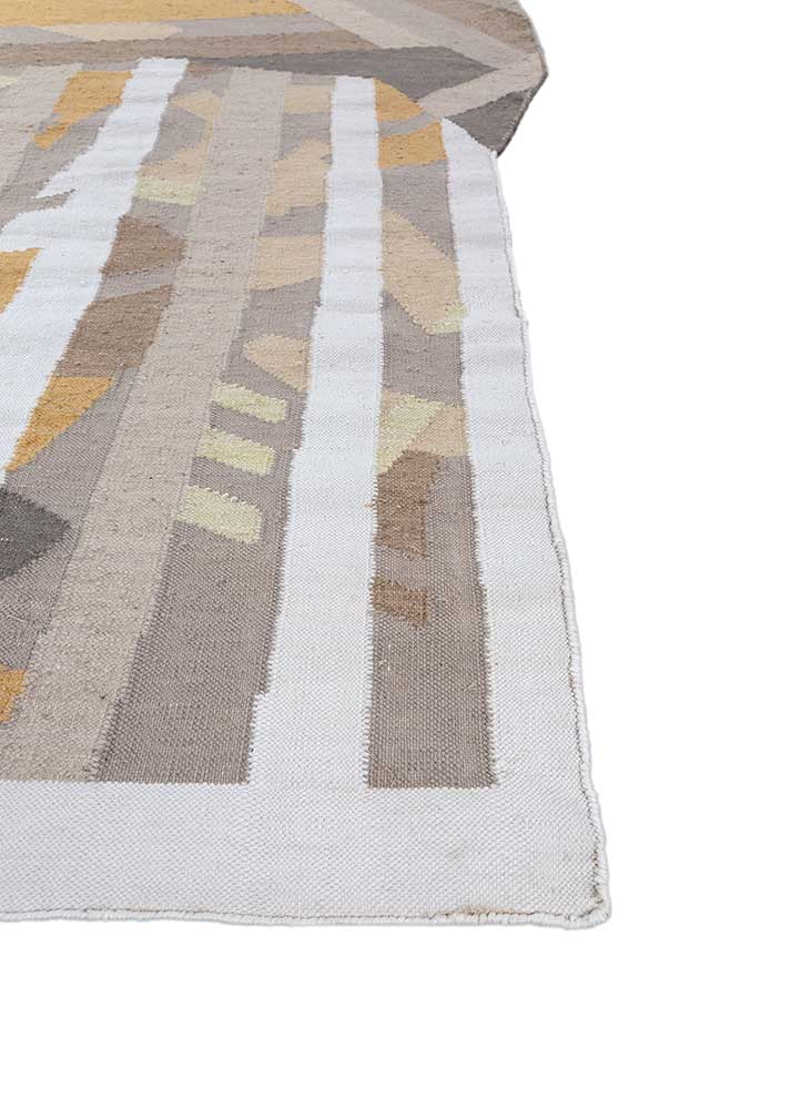 checkers ivory wool flat weaves Rug - Corner