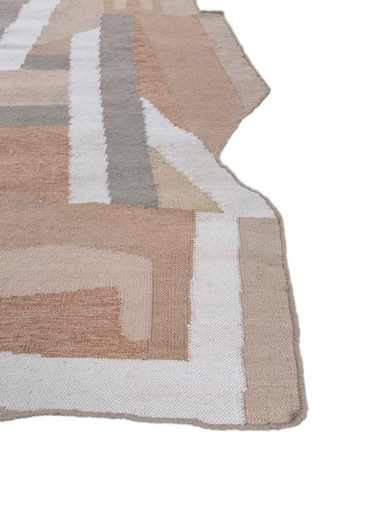 checkers ivory wool flat weaves Rug - Corner