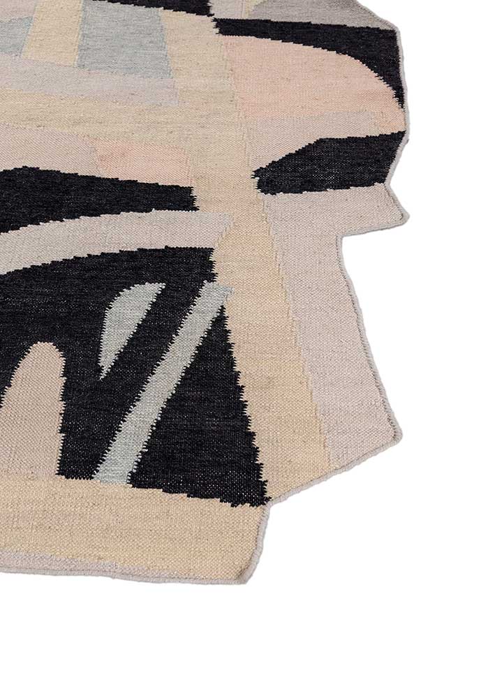 checkers ivory wool and viscose flat weaves Rug - Corner
