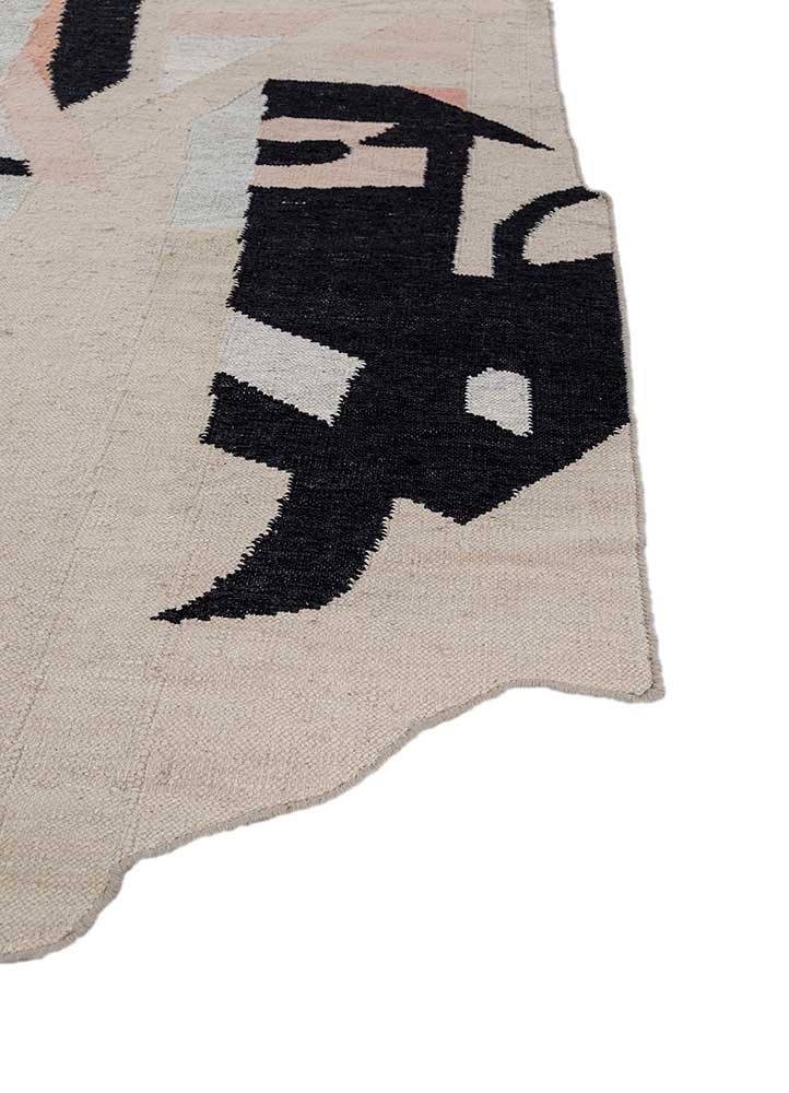 checkers ivory wool and viscose flat weaves Rug - Corner