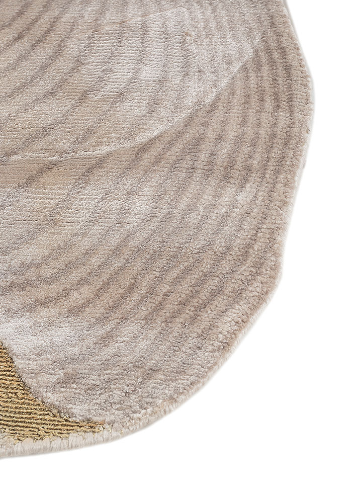 azalea beige and brown bamboo silk hand knotted Rug - Corner