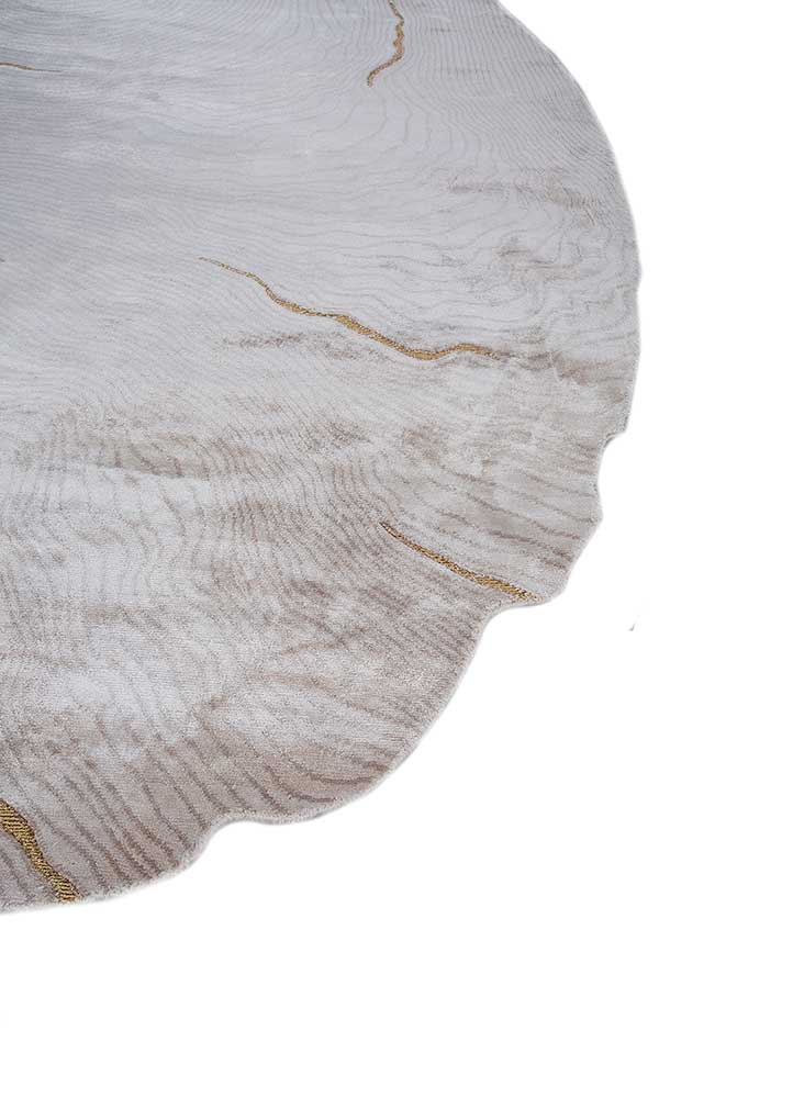 azalea ivory bamboo silk hand knotted Rug - Corner