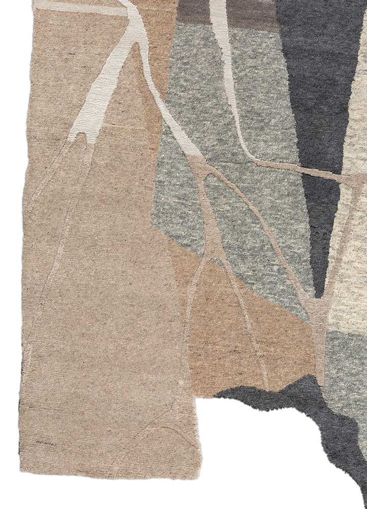 blythe ivory wool hand knotted Rug - Corner