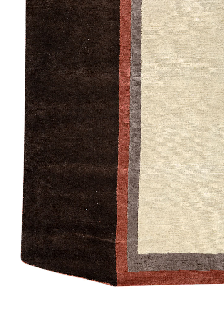 box red and orange wool hand knotted Rug - Corner