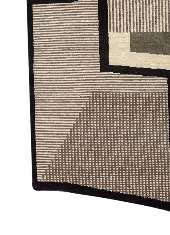 box green wool hand knotted Rug - Corner