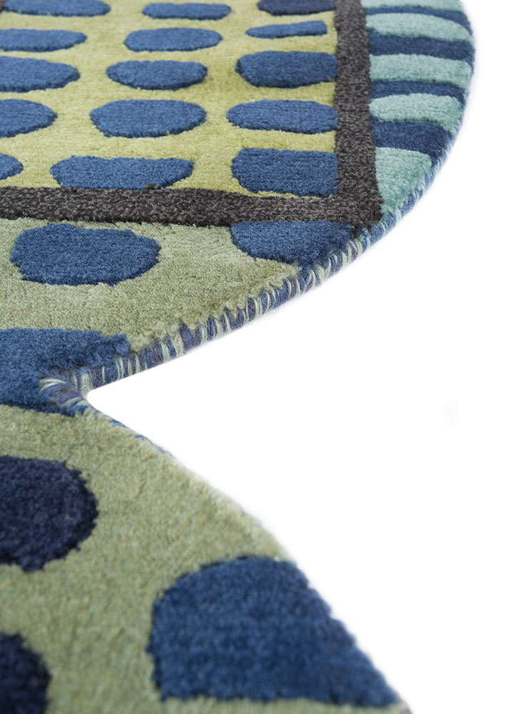 jaanwar blue wool hand knotted Rug - Corner