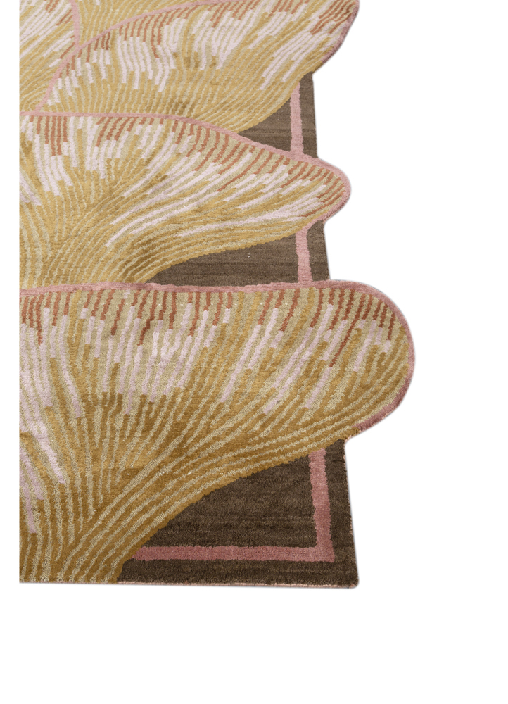 azalea gold wool and silk hand knotted Rug - Corner