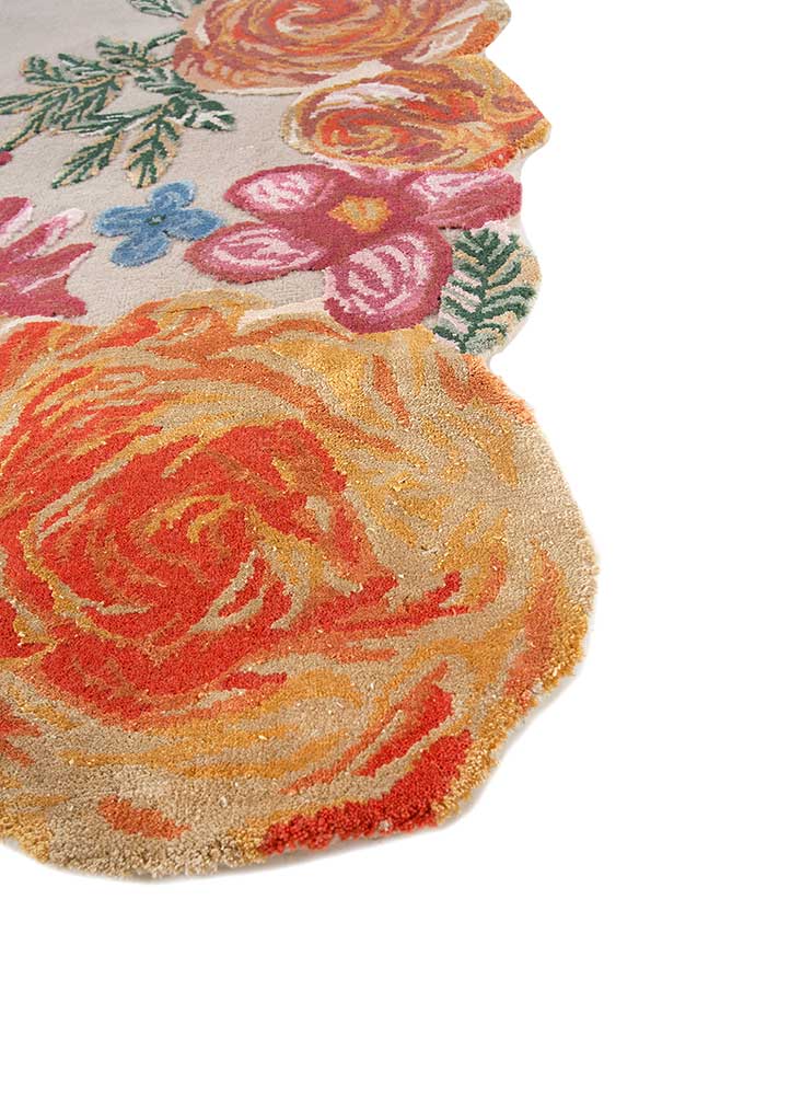 hacienda ivory wool and bamboo silk hand knotted Rug - Corner