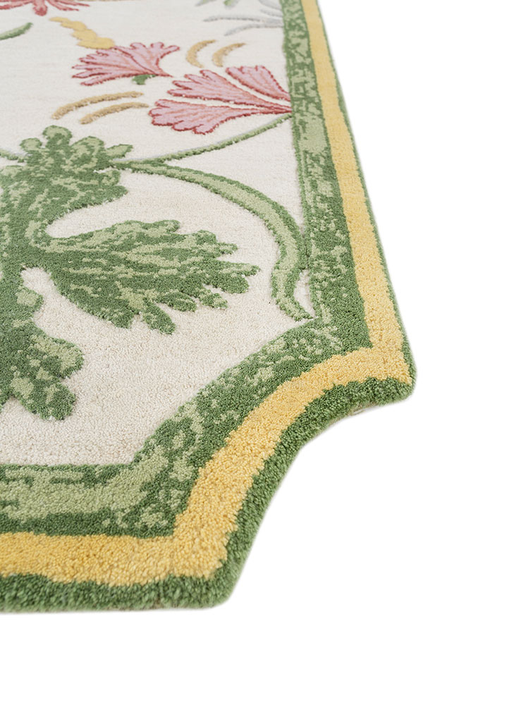 jardins du monde beige and brown wool hand knotted Rug - Corner