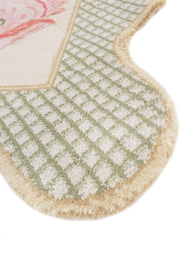 jardins du monde beige and brown wool hand knotted Rug - Corner